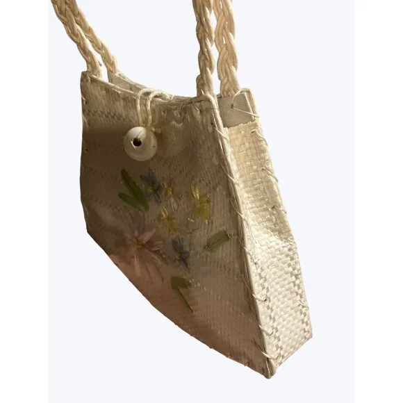 Girls Hand Embroidered White Vintage Bag W/Floral Design  Ages 2-7 Bag only - Picture 8 of 15